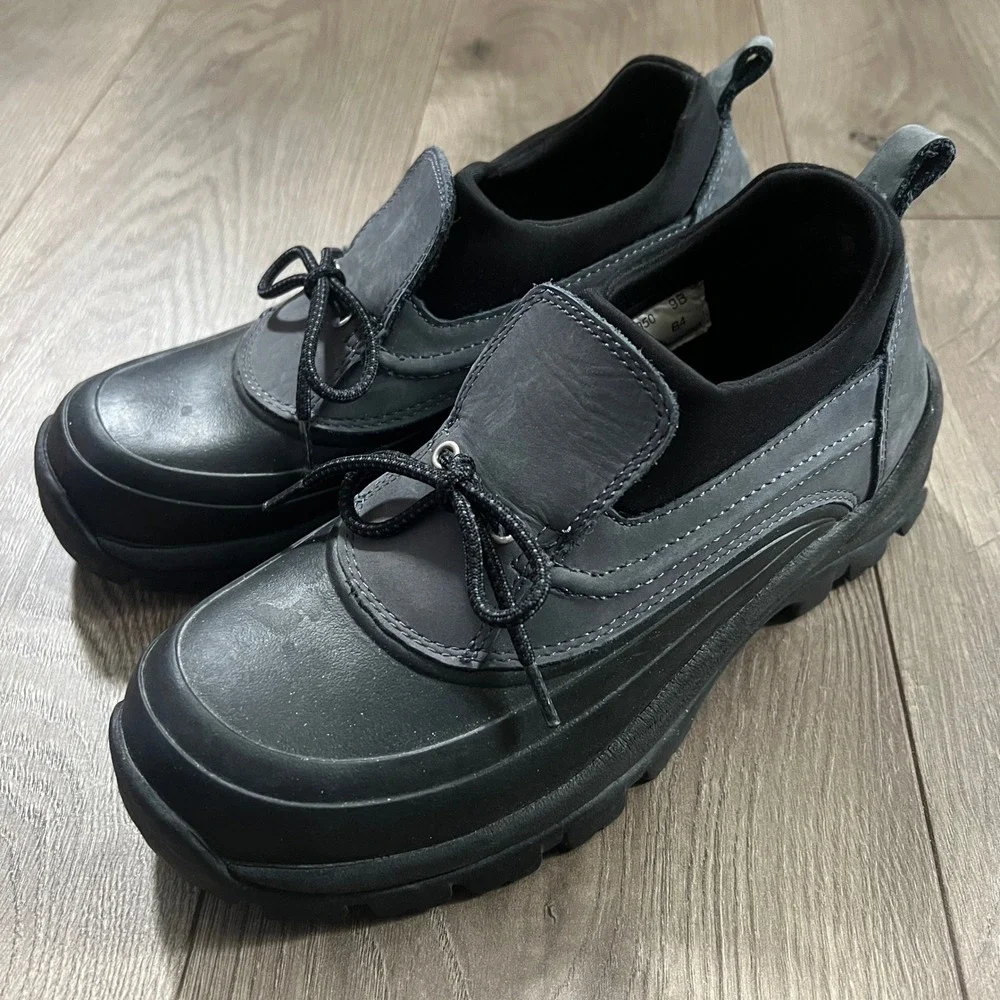 Lands' End Waterproof Duck Winter Spring Rain Boots Womens 9B Black Gray